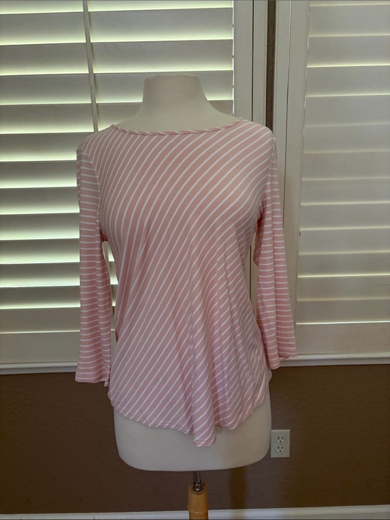 Chico's Tops - Chico’s Pink and White Striped Long Sleeve Scoop Neck top NWT size 0 / S